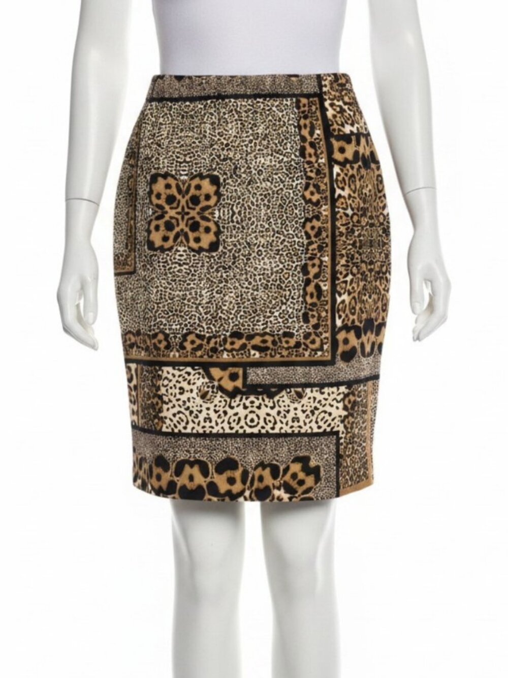Joseph Ribkoff Leopard Print Pull On Pencil Skirt Womens 2 Stretch Elastic Waist